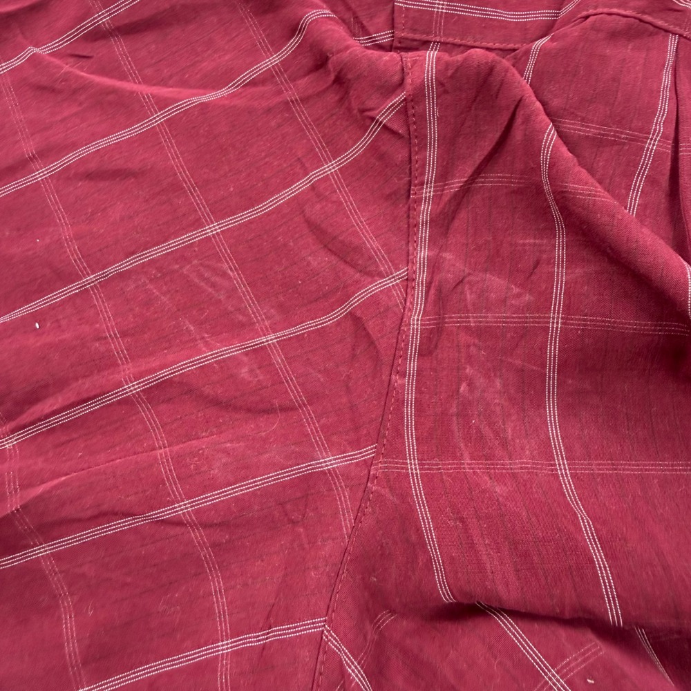 George Button Up Shirt‎ 2XL Merlot Sueded Grid Print FLAW Mens - Picture 8 of 9